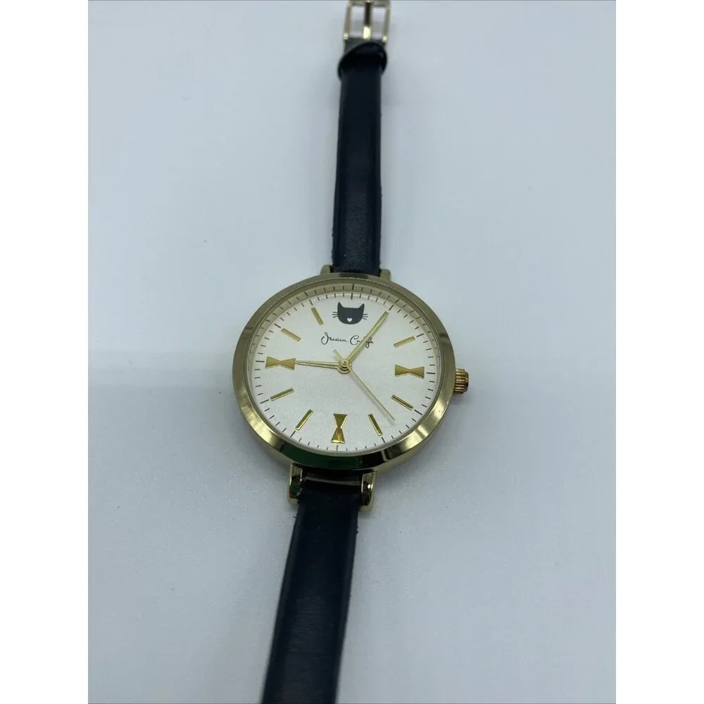 Jessica Carlyle Cat Watch Black Band Quartz Movt 1941 Stainless Back